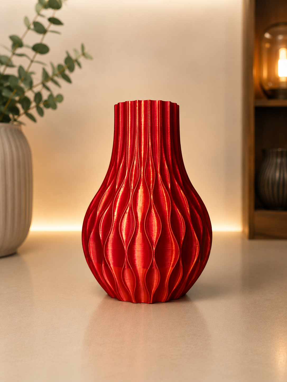 Crimson Twist Vase